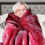 Laura Hill Double-sided Large 220 X 240cm Faux Mink Throw Rug Blanket 800-gsm Heavy - Red - Home & Garden > Bedding