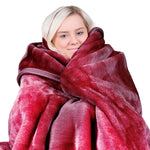 Laura Hill Double-sided Large 220 X 240cm Faux Mink Throw Rug Blanket 800-gsm Heavy - Red - Home & Garden > Bedding