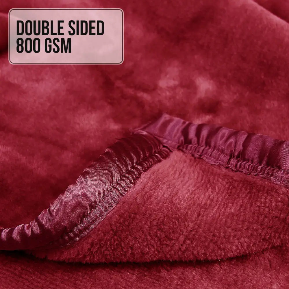 Laura Hill Double-sided Large 220 X 240cm Faux Mink Throw Rug Blanket 800-gsm Heavy - Red - Home & Garden > Bedding