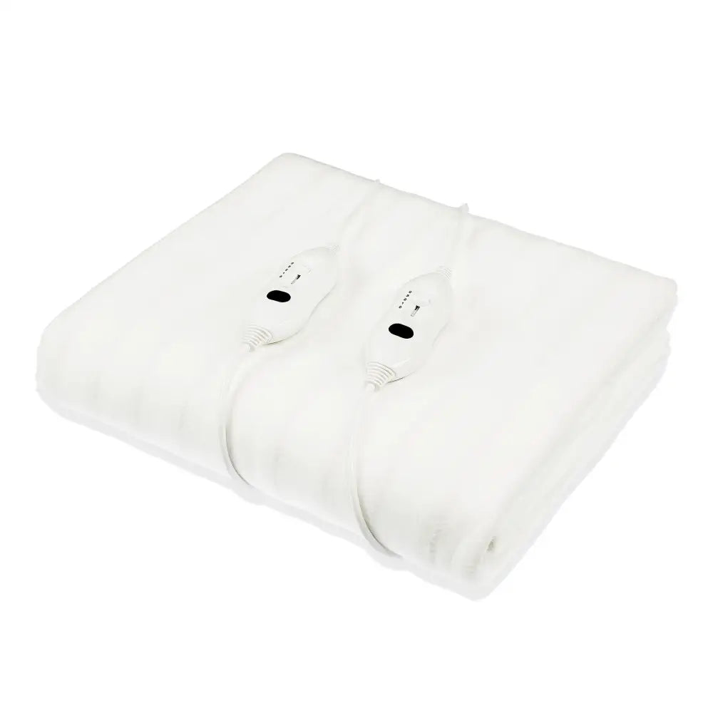 Laura Hill Heated Electric Blanket Double Size Fitted Polyester Underlay Winter Throw - White - Home & Garden > Bedding