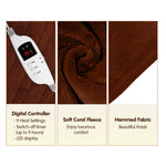 Laura Hill Heated Electric Blanket Throw Rug Coral Warm Fleece Brown - Home & Garden > Bedding