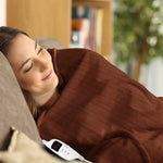 Laura Hill Heated Electric Blanket Throw Rug Coral Warm Fleece Brown - Home & Garden > Bedding