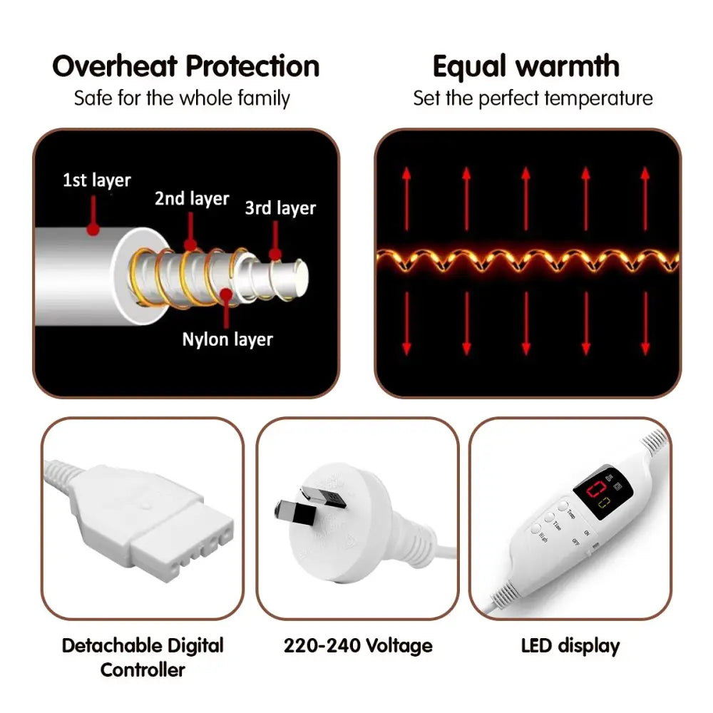 Laura Hill Heated Electric Blanket Throw Rug Coral Warm Fleece Brown - Home & Garden > Bedding