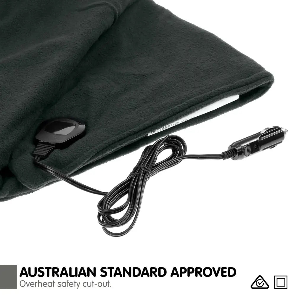Laura Hill Heated Electric Car Blanket 150x110cm 12v - Black - Home & Garden > Bedding