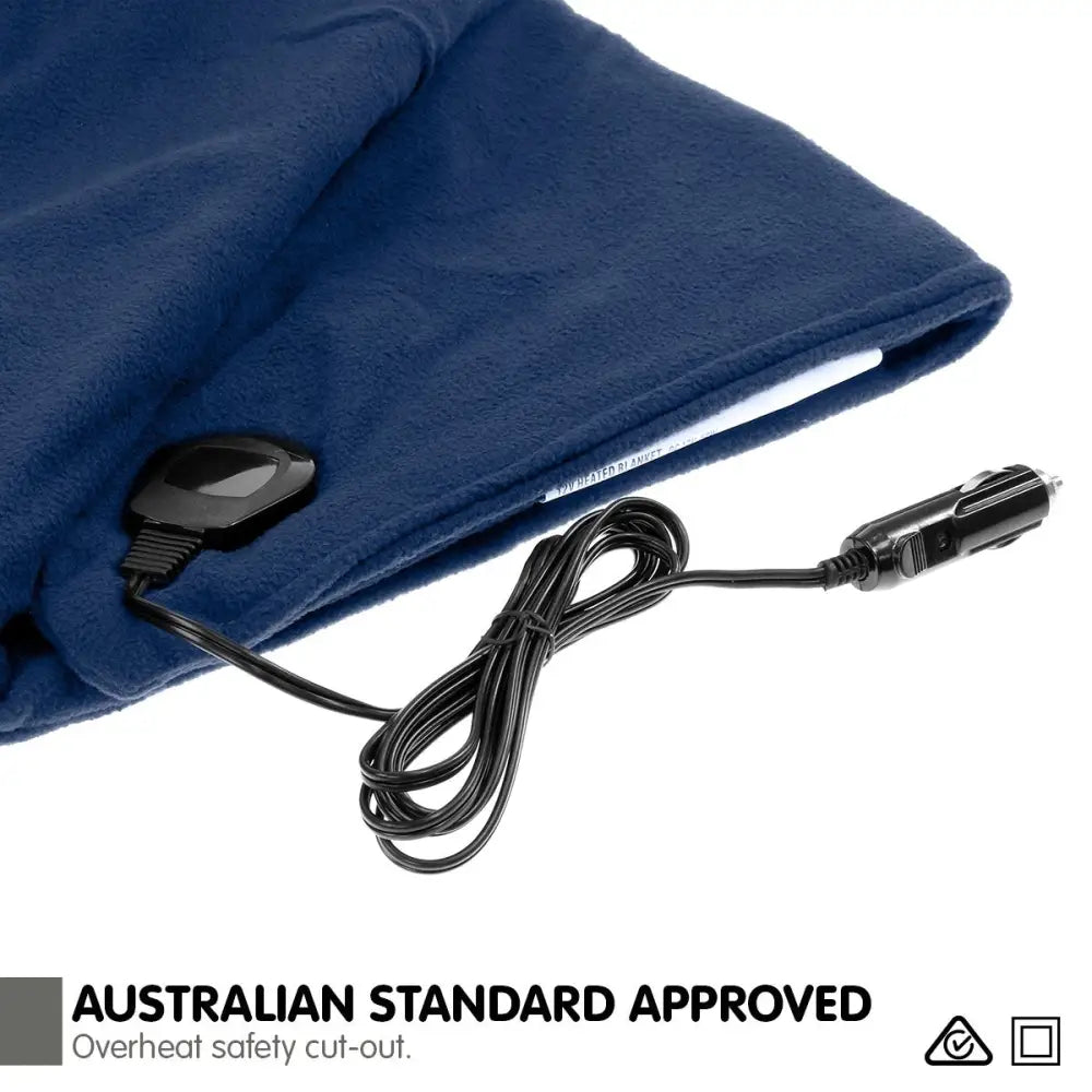 Laura Hill Heated Electric Car Blanket 150x110cm 12v - Navy Blue - Home & Garden > Bedding