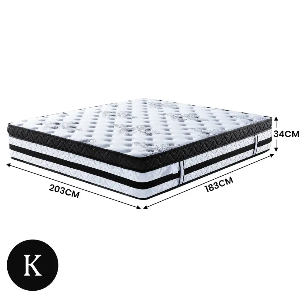 Laura Hill King Mattress Bed Size Euro Top 5 Zone Spring Foam 34cm Bedding - Home & Garden > Bedding