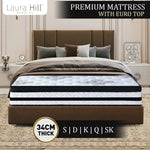 Laura Hill King Mattress Bed Size Euro Top 5 Zone Spring Foam 34cm Bedding - Home & Garden > Bedding