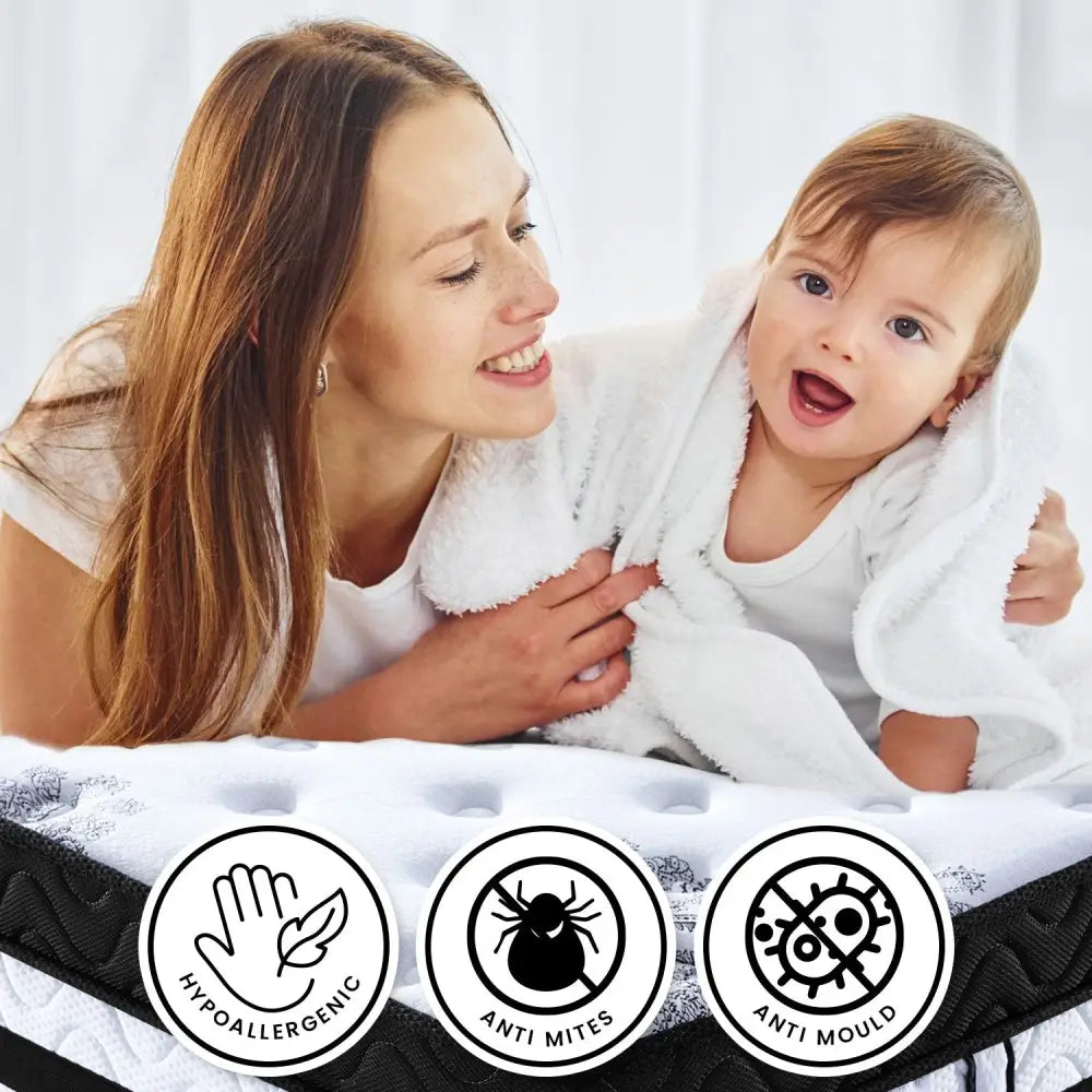 Laura Hill King Mattress Bed Size Euro Top 5 Zone Spring Foam 34cm Bedding - Home & Garden > Bedding