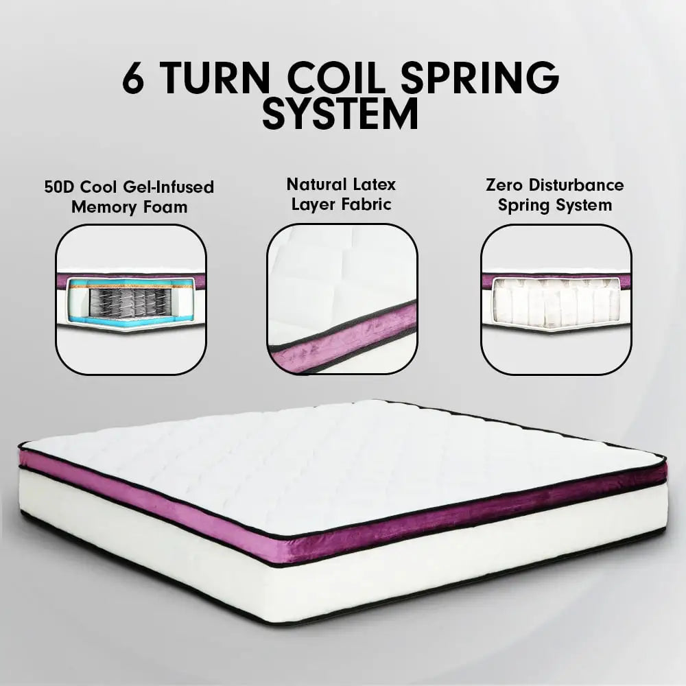 Laura Hill King Mattress Visco Cool Gel Infused Memory Foam Euro Top Pocket Spring 30cm - Home & Garden > Bedding