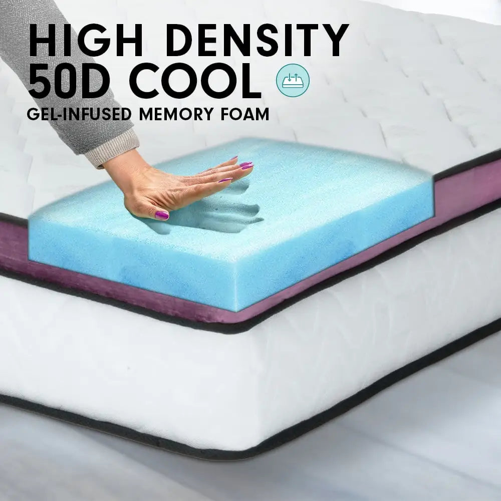 Laura Hill King Mattress Visco Cool Gel Infused Memory Foam Euro Top Pocket Spring 30cm - Home & Garden > Bedding
