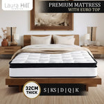 Laura Hill King Single Mattress Bed Size Euro Top 5 Zone Spring Foam 32cm - Home & Garden > Bedding