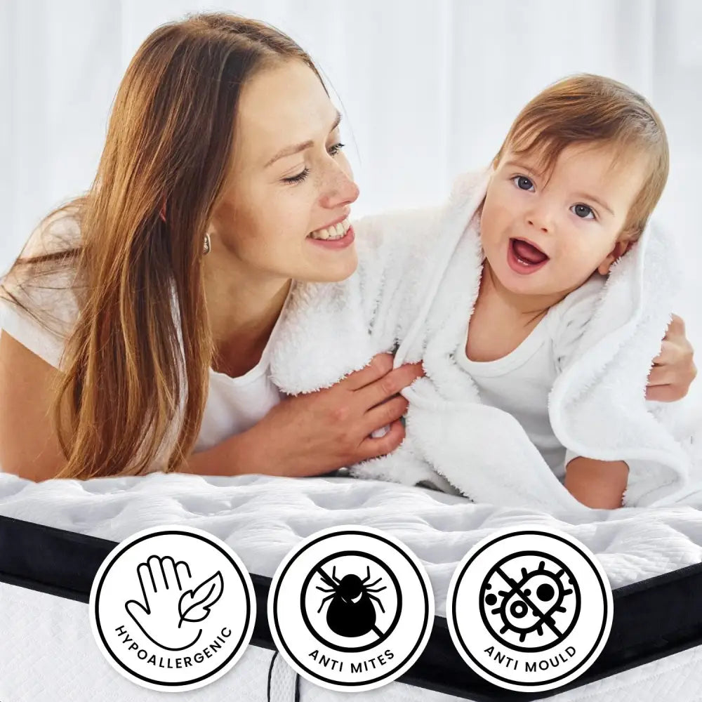 Laura Hill King Single Mattress Bed Size Euro Top 5 Zone Spring Foam 32cm - Home & Garden > Bedding