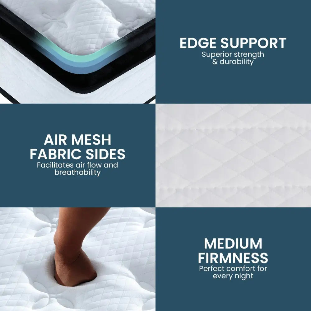 Laura Hill King Single Mattress Bed Size Euro Top 5 Zone Spring Foam 32cm - Home & Garden > Bedding