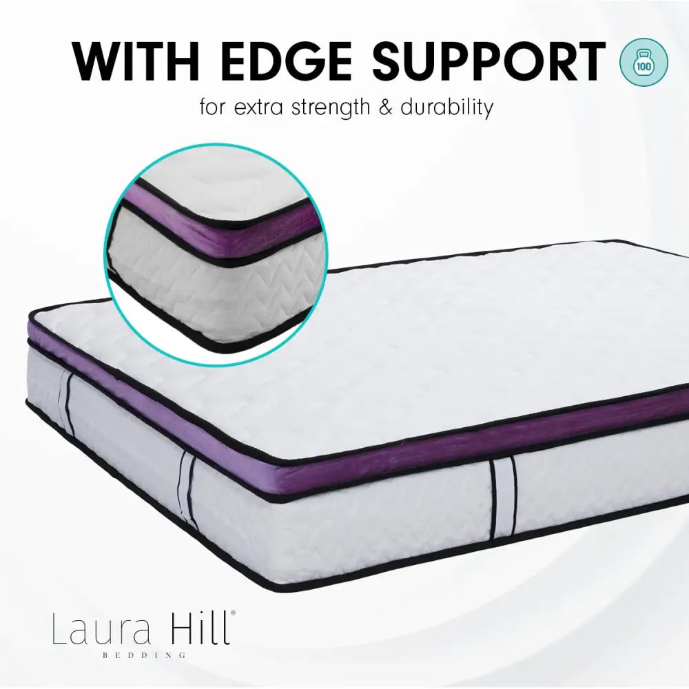 Laura Hill Mattress Queen Size Euro Top Pocket Spring Natural Latex Foam Bed - Home & Garden > Bedding