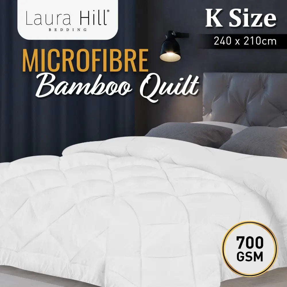 Laura Hill Microfibre Bamboo Comforter Quilt 700gsm - King - Home & Garden > Bedding