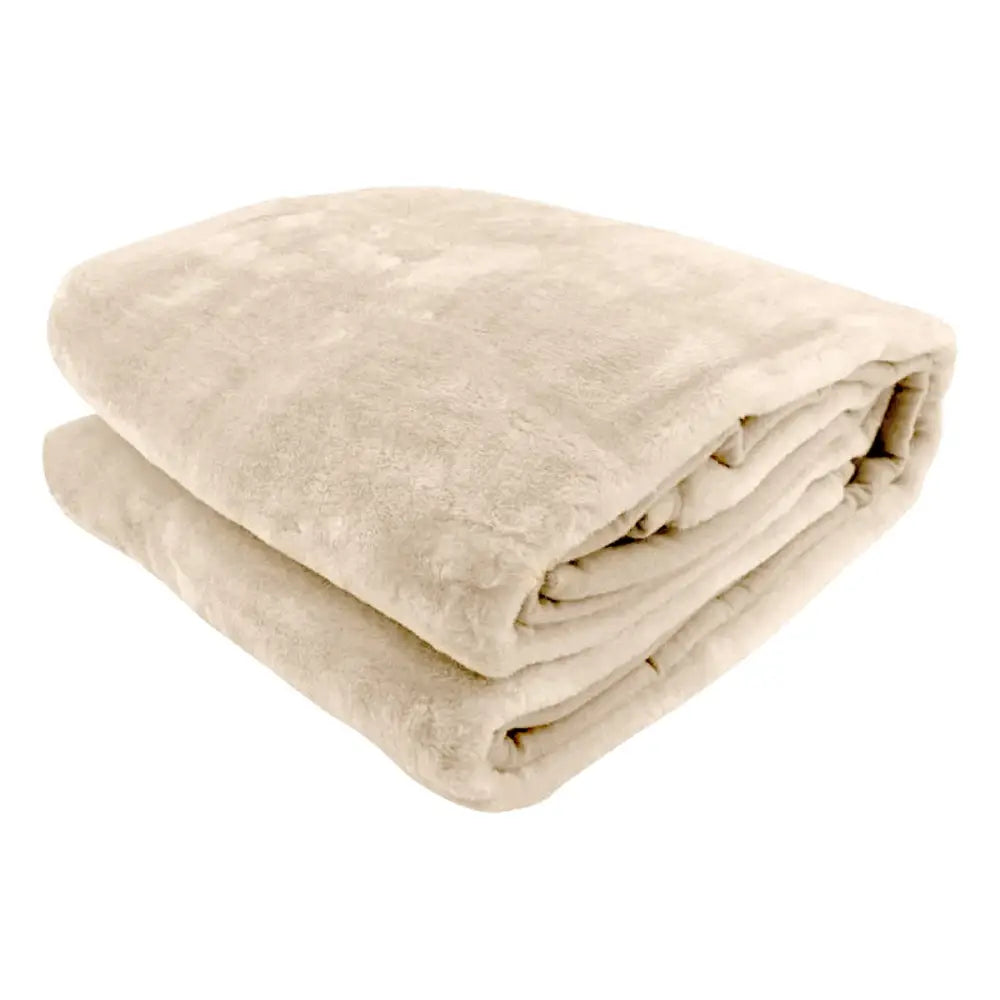 Laura Hill Mink Blanket Double Sided 600GSM Queen Size Beige - Home & Garden > Bedding