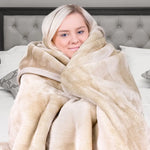 Laura Hill Mink Blanket Double Sided 600GSM Queen Size Beige - Home & Garden > Bedding