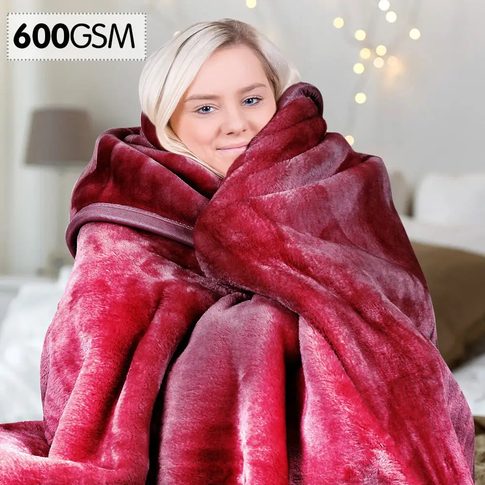 Laura Hill Mink Blanket Double Sided Queen Size Soft Plush Bed Faux Throw Rug 220 X 240cm - Home & Garden > Bedding