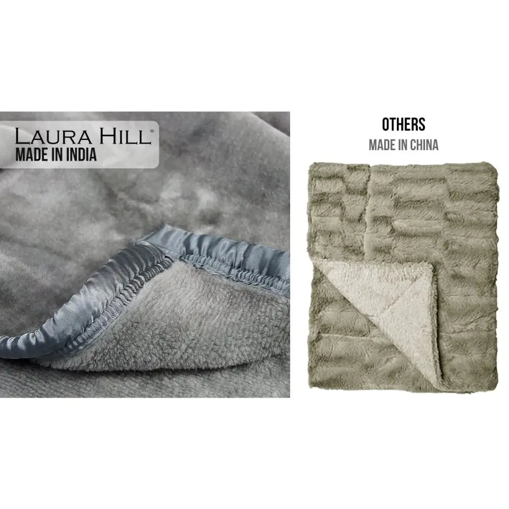 Laura Hill Mink Blanket Double Sided Queen Size Soft Plush Bed Faux Throw Rug 220 X 240cm - Home & Garden > Bedding