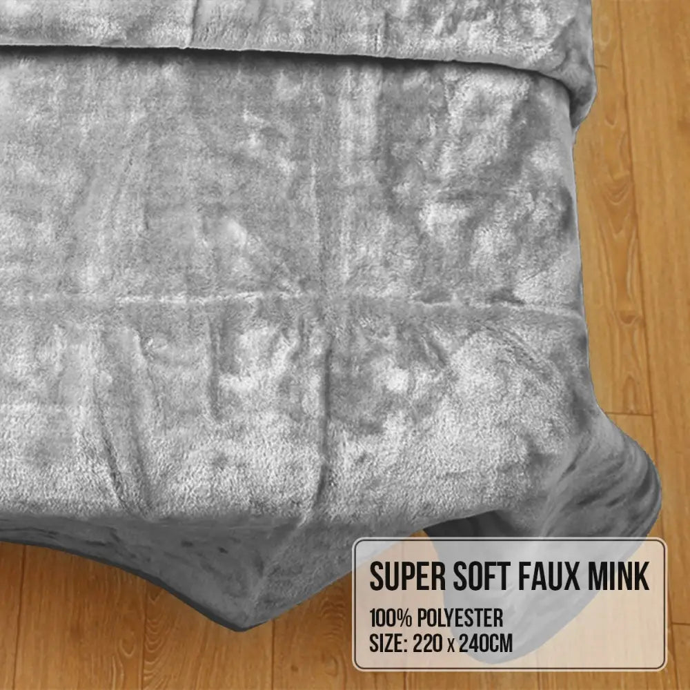 Laura Hill Mink Blanket Double Sided Queen Size Soft Plush Bed Faux Throw Rug 220 X 240cm - Home & Garden > Bedding