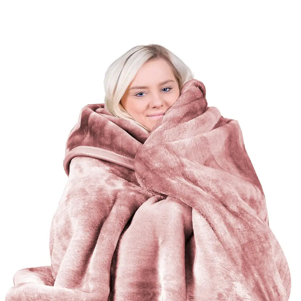Laura Hill Mink Blanket Queen Size Double-sided Soft Plush Bed Faux Throw Rug 220 X 240cm (pink) - Home & Garden >