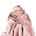 Laura Hill Mink Blanket Queen Size Double-sided Soft Plush Bed Faux Throw Rug 220 X 240cm (pink) - Home & Garden >