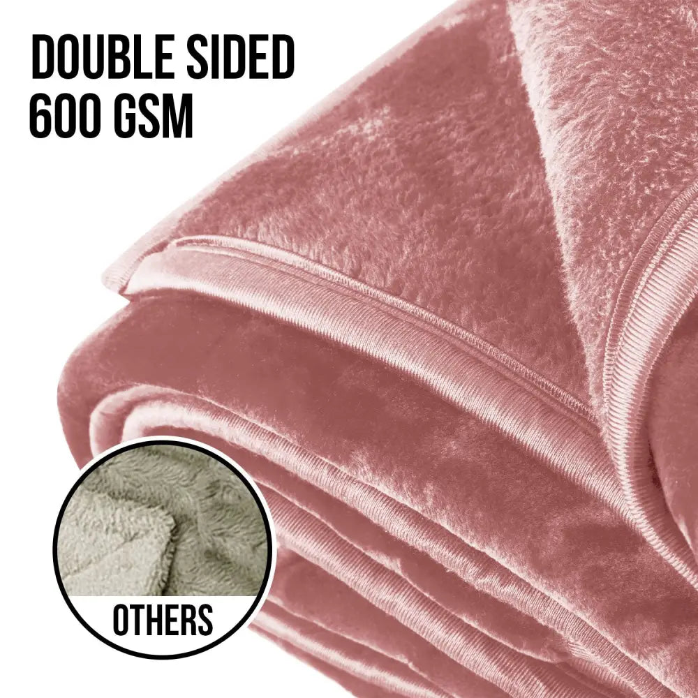 Laura Hill Mink Blanket Queen Size Double-sided Soft Plush Bed Faux Throw Rug 220 X 240cm (pink) - Home & Garden >