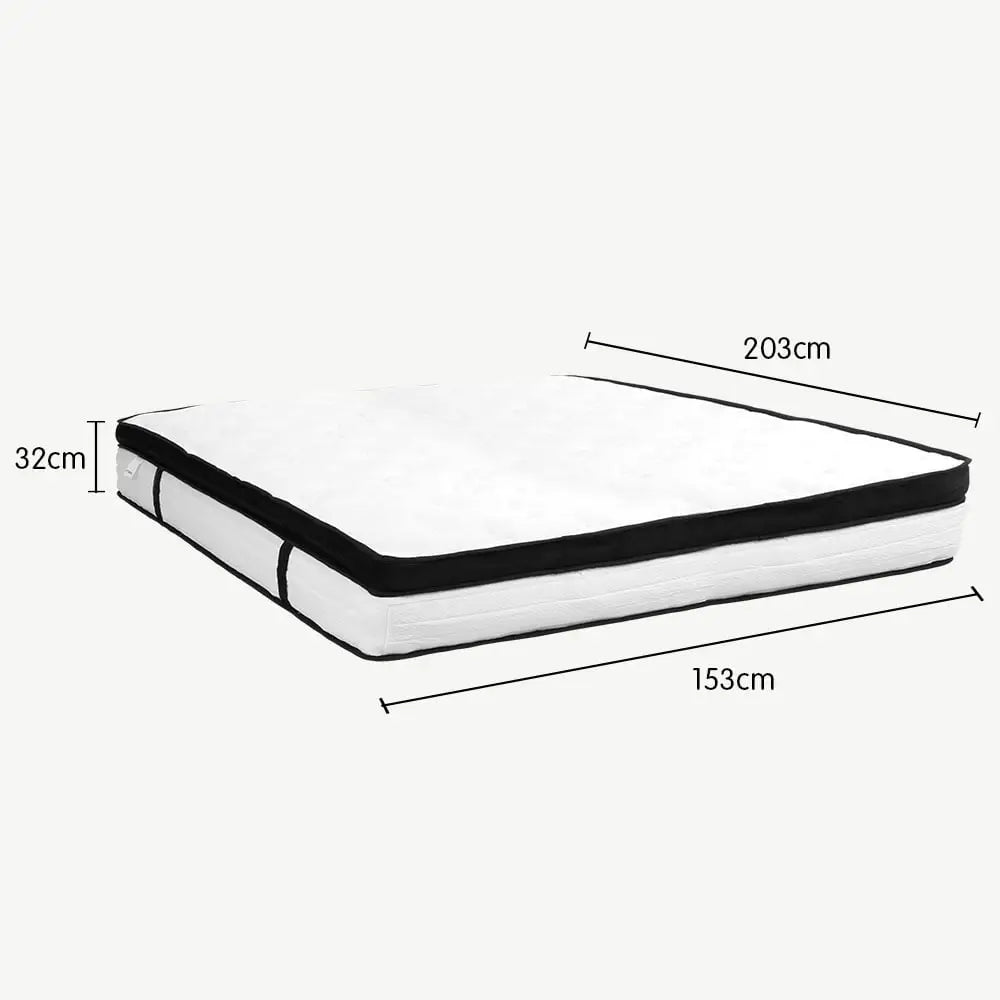 Laura Hill Queen Mattress Bed Size Euro Top 5 Zone Spring Foam 32cm Bedding Pocket - Home & Garden > Bedding