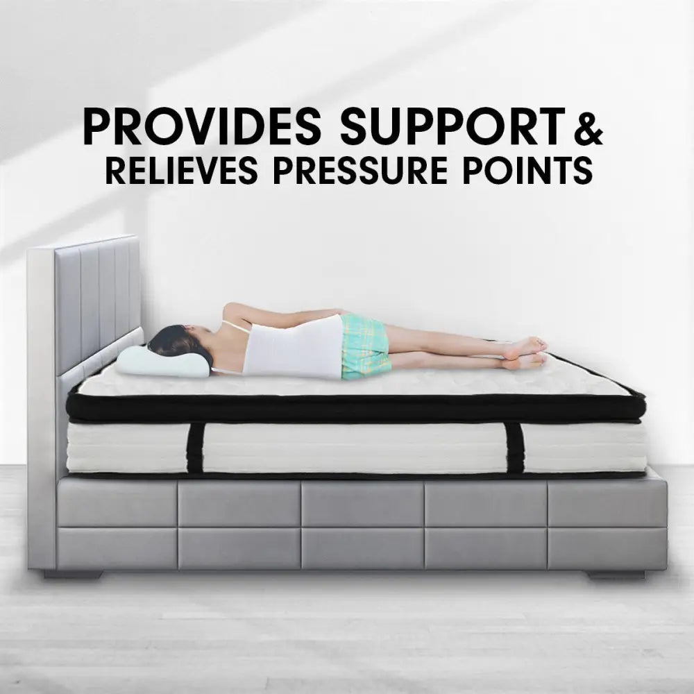 Laura Hill Queen Mattress Bed Size Euro Top 5 Zone Spring Foam 32cm Bedding Pocket - Home & Garden > Bedding
