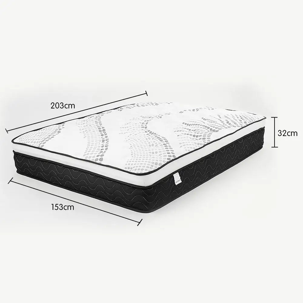 Laura Hill Queen Mattress Bed Size Euro Top 5 Zone Spring Foam 32cm - Furniture > Mattresses > Mattress Toppers