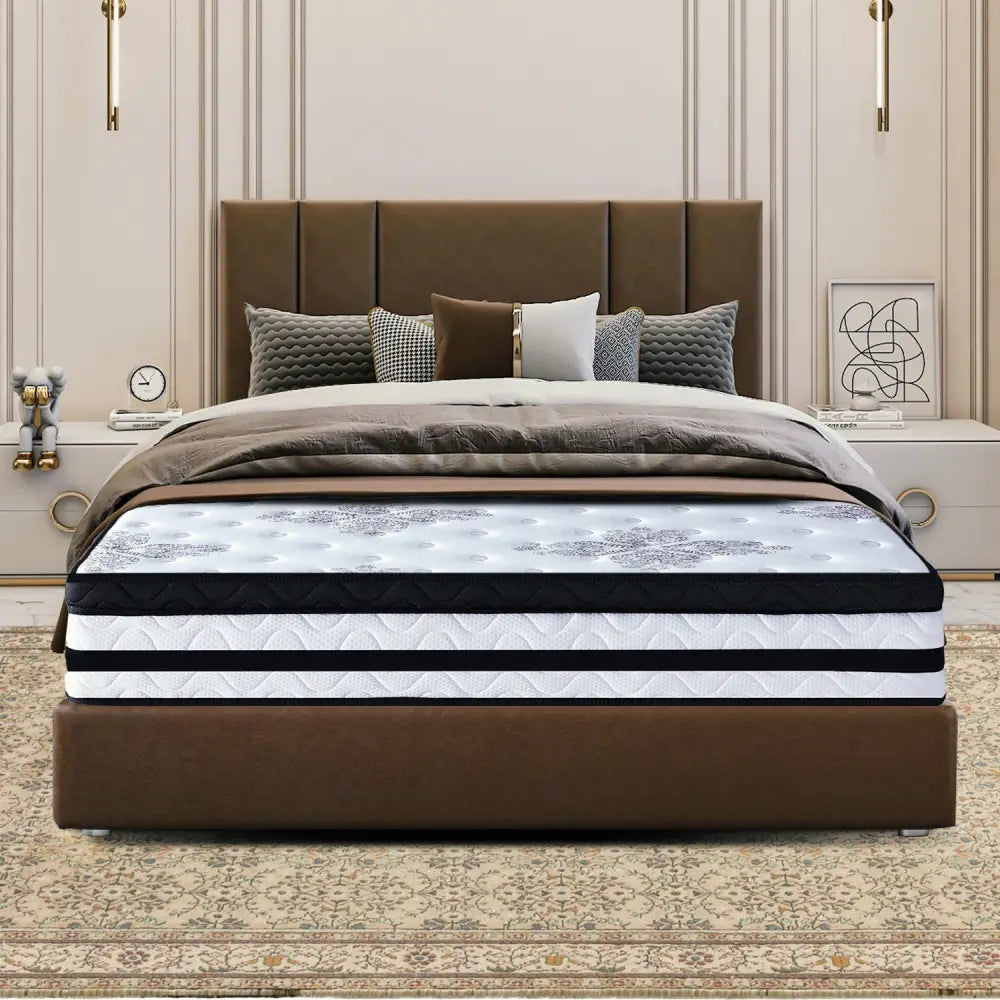 Laura Hill Queen Mattress Bed Size Euro Top 5 Zone Spring Foam 34cm Bedding - Furniture > Mattresses > Mattress Toppers