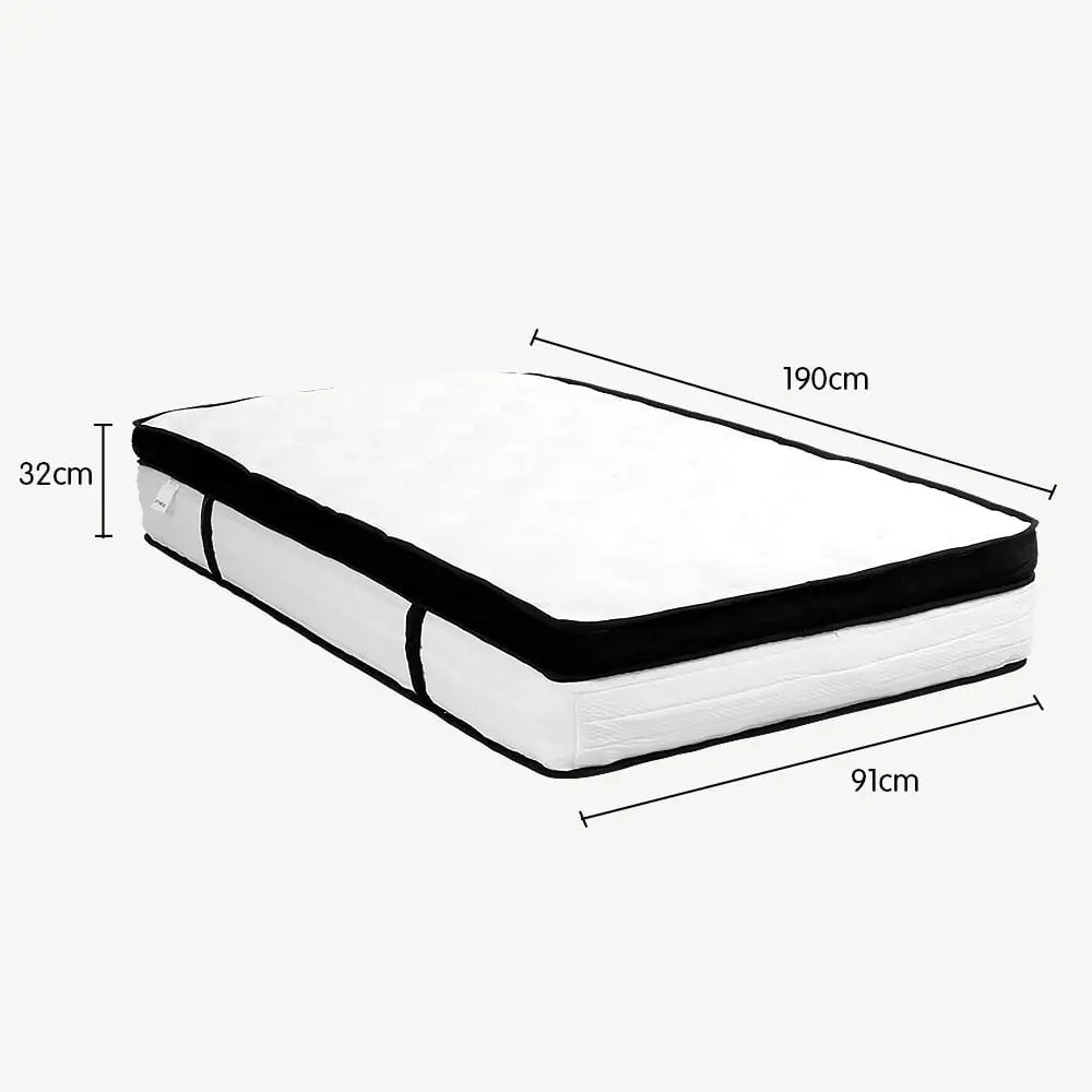 Laura Hill Single Mattress Bed Size Euro Top 5 Zone Spring Foam 32cm - Home & Garden > Bedding