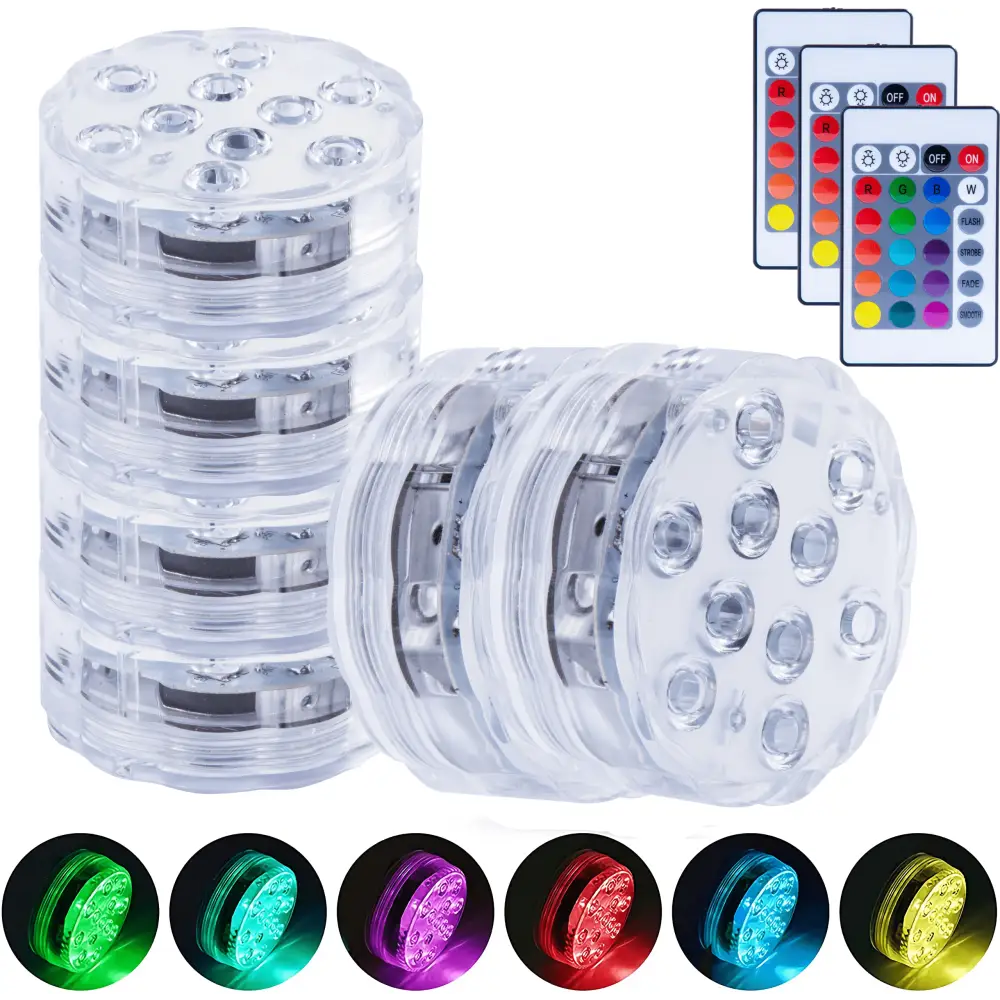 Lazy Dayz 13 Colors LED Remote Pool Light 6 Pack - Home & Garden > Lighting > Night Lights & Ambient Lighting