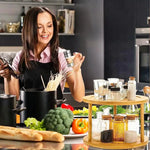 Lazy Susan 2 Tier Rotating Spice Rack Turnable Kitchen Shelf Bamboo Organiser - Home & Garden > DIY > Kitchen &