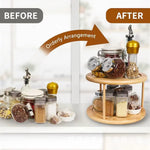Lazy Susan 2 Tier Rotating Spice Rack Turnable Kitchen Shelf Bamboo Organiser - Home & Garden > DIY > Kitchen &