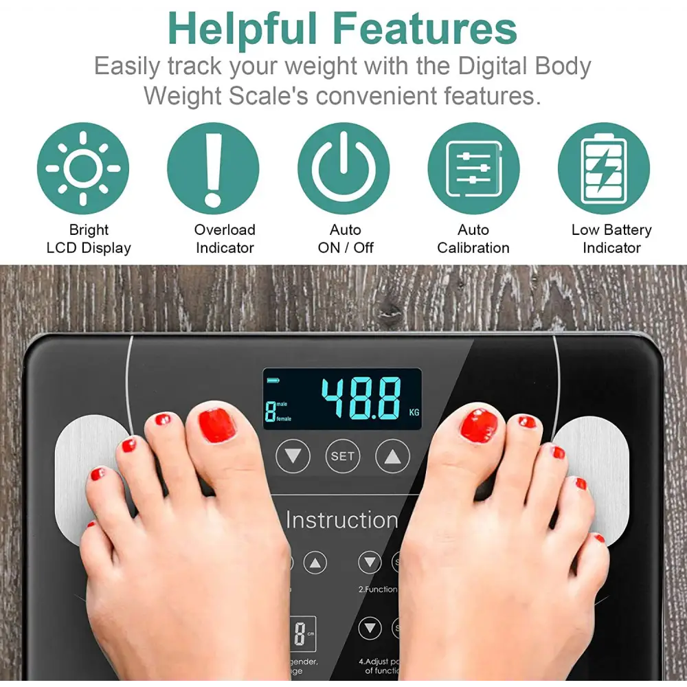 LCD Scales Body Weight Bathroom Bath room Body Fat Gym Fitness Scale BMI BMR - Home & Garden > Scales > Bathroom Scales