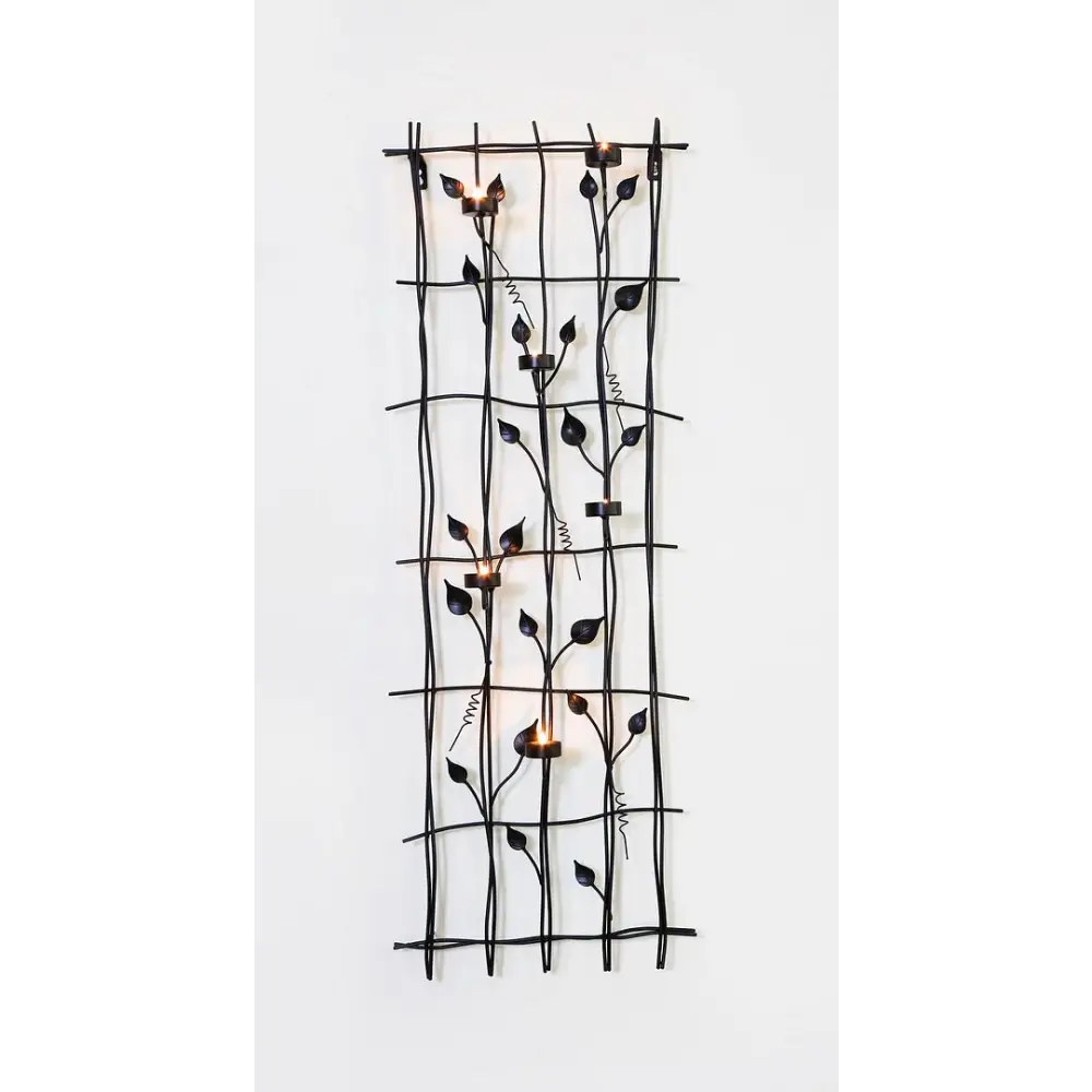 Leaf Style Black Tealight Candle Holders Wall Art Decor - Home & Garden > Decor