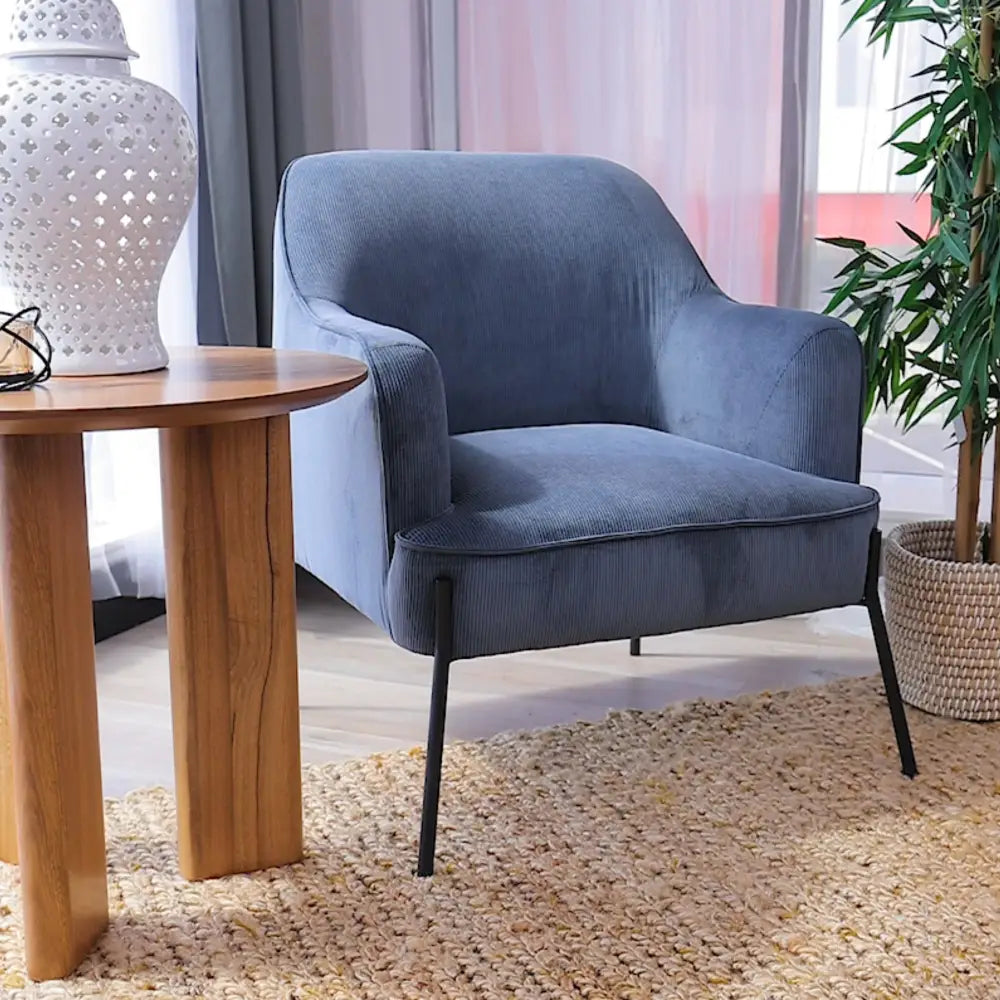 Leah Fabric Armchair Occasional Accent Arm Chair Blue - Furniture > Sofas
