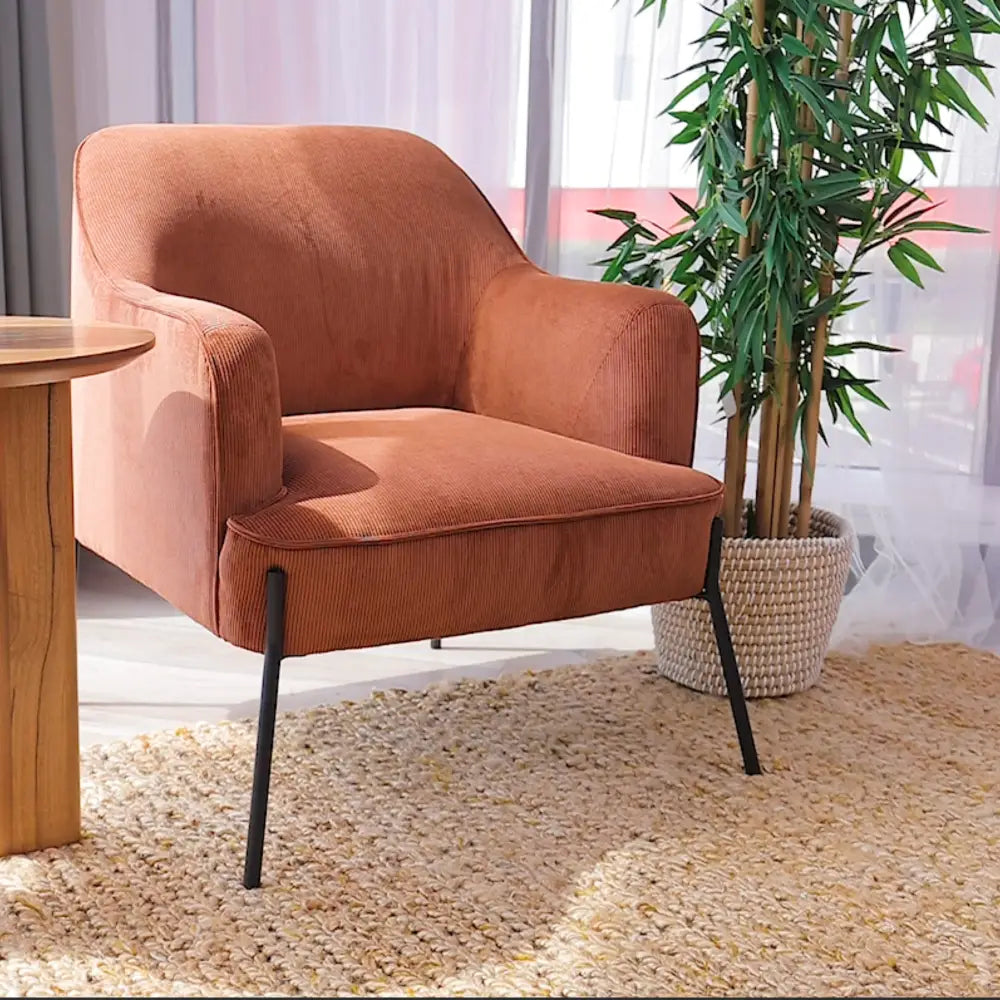 Leah Fabric Armchair Occasional Accent Arm Chair Brown - Furniture > Sofas