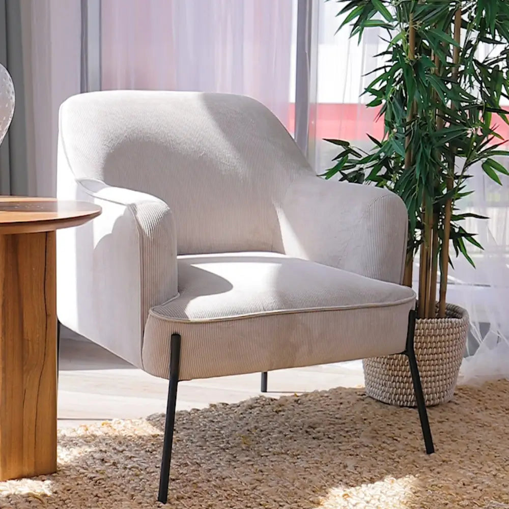 Leah Fabric Armchair Occasional Accent Arm Chair Silver - Furniture > Sofas