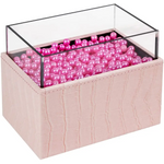 Leather Makeup Brush Cosmetic Organiser Storage Box with Pink Pearls and Acrylic Cover (Pink) - Health & Beauty >