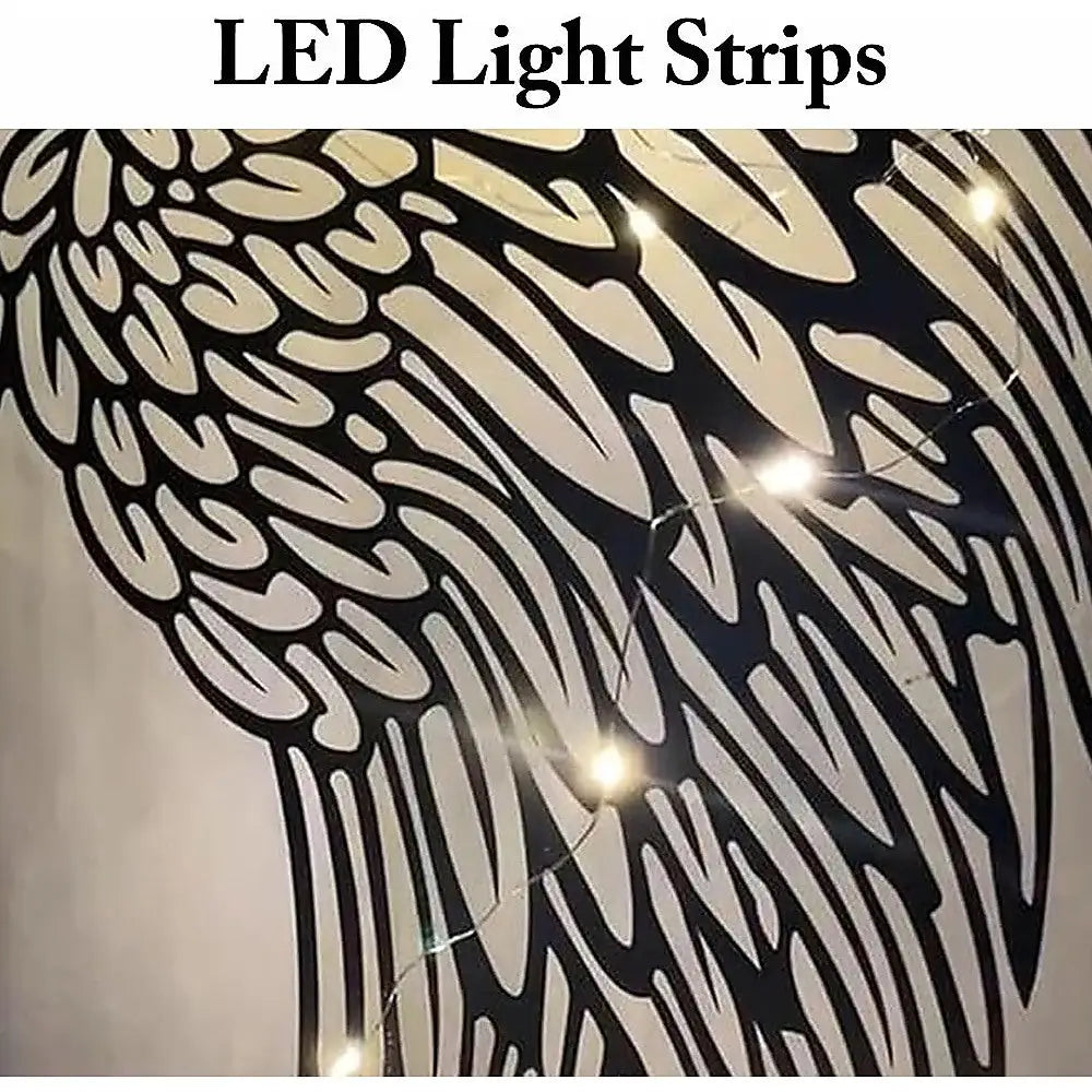 LED Angel Wing Metal Wall Art Wrought Iron Wings Sculpture Fairy Lights - Home & Garden > Wall Art > 3D Wall Art