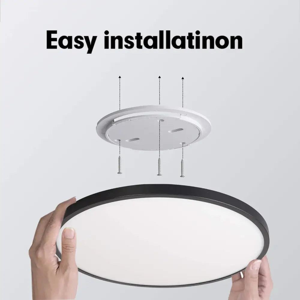 LED Ceiling Light Fixture Natural Light 24W 4500K,Black - Home & Garden > Lighting