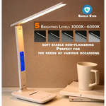 LED Desk Lamp with Fast Wireless Charger Clock Alarm Date Temperature - Home & Garden > Lighting