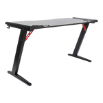 LED Gaming Desk Computer Table with Cup Holder Headphone Hook Cable Hole - Furniture > Office