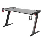 LED Gaming Desk Computer Table with Cup Holder Headphone Hook Cable Hole - Furniture > Office