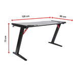 LED Gaming Desk Computer Table with Cup Holder Headphone Hook Cable Hole - Furniture > Office
