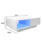 LED High Gloss Top White Coffee Table With Single Drawer - Furniture > Living Room > Coffee Tables