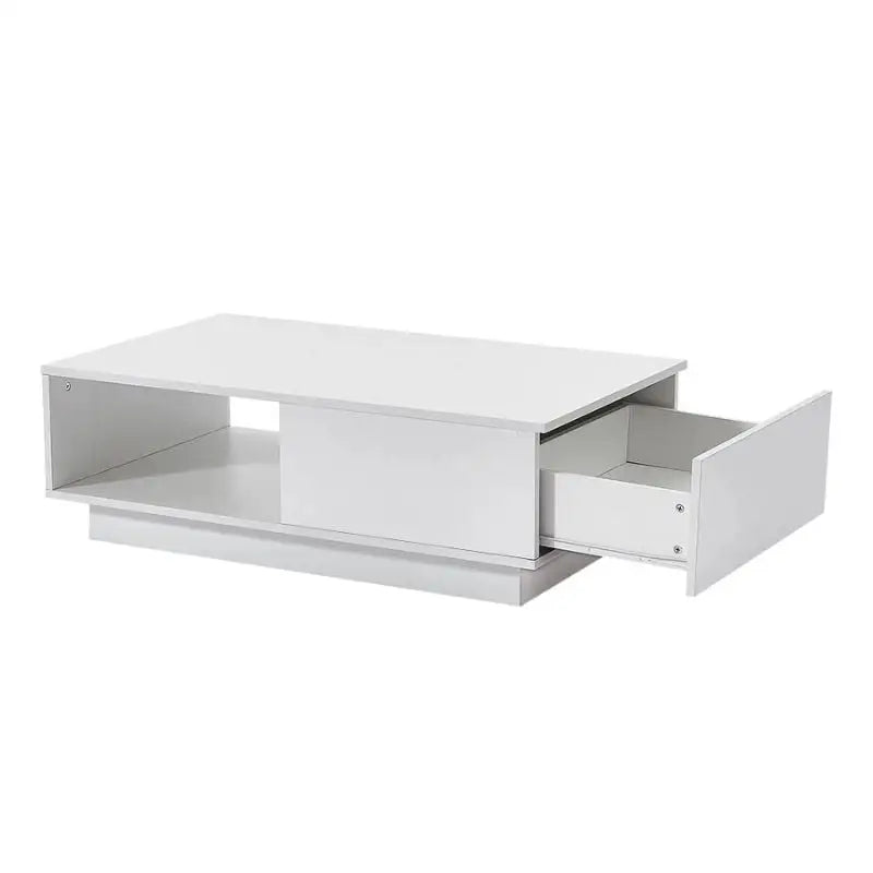 LED High Gloss Top White Coffee Table With Single Drawer - Furniture > Living Room > Coffee Tables