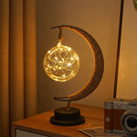 LED Multi-Shape Decorative Lights - Star Moon Apple USB Night Lights with Handmade Hemp Rope Warm Iron Craft Perfect